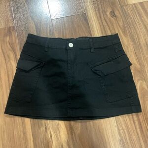 refuge Black Mini Skirt with Flap Pockets